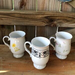 Set of 3 Sheffield Fine China Footed Mugs Sunshine Versailles & Rambling Rose